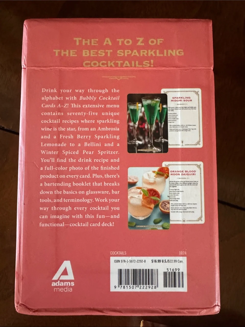 Chronicle Books Cocktail & Recipe Card Decks — Pink, Red, Gold, Brown, White